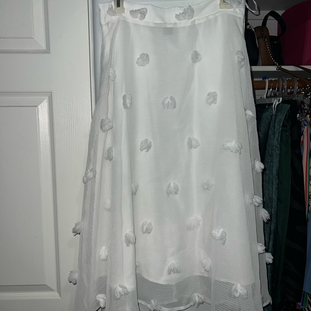 SHEIN White Textured Midi Skirt